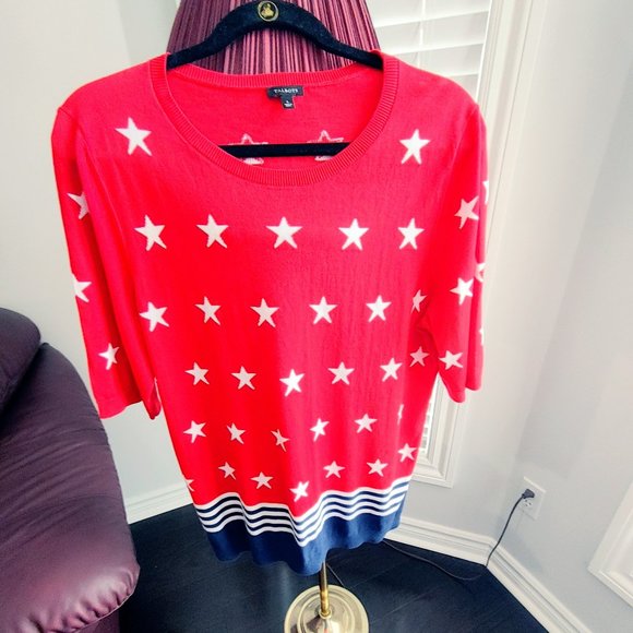 Talbots Sweaters - Talbots Women's Large  Red White and Blue  Stars and Stripes sweater